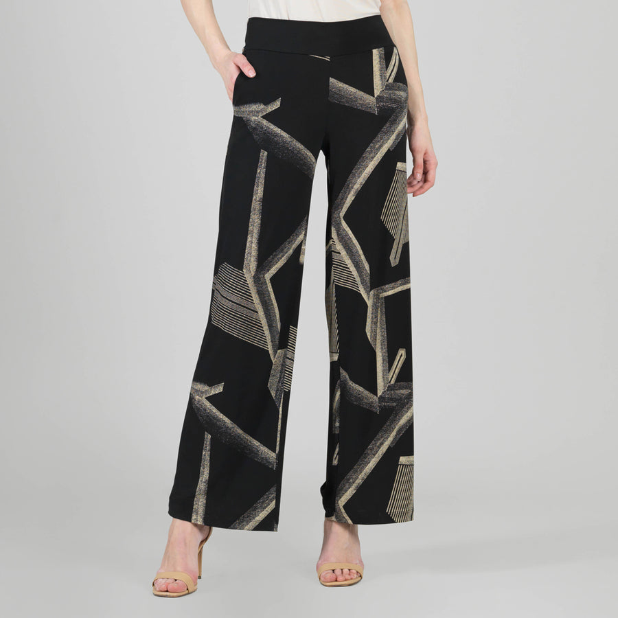 Wide Leg Pocket Pant - Linear Geo