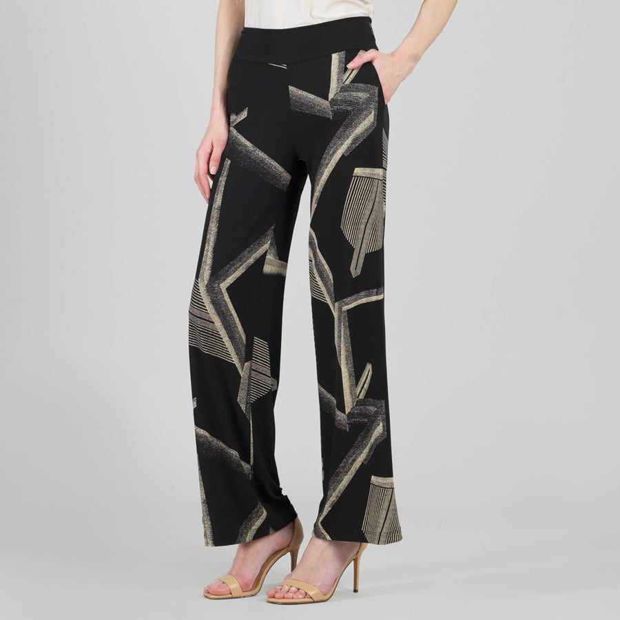 Wide Leg Pocket Pant - Linear Geo