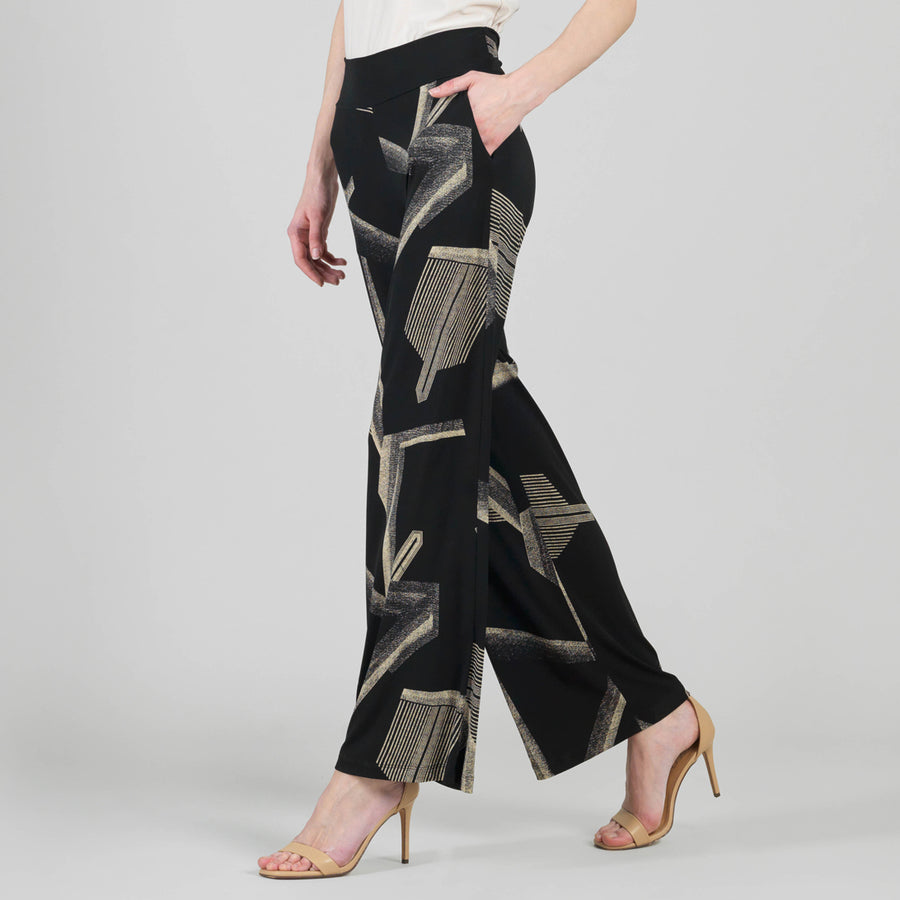 Wide Leg Pocket Pant - Linear Geo