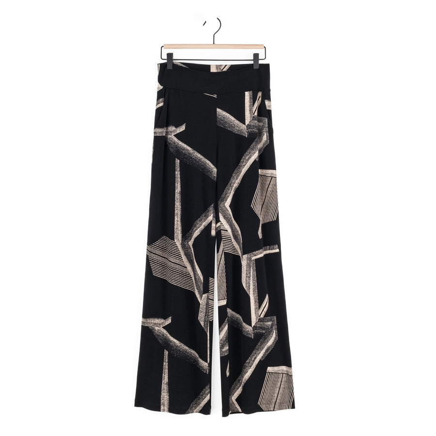Wide Leg Pocket Pant - Linear Geo