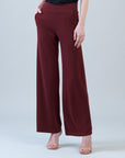 Lounge Knit - Wide Leg Pocket Pant - Burgundy