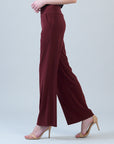 Lounge Knit - Wide Leg Pocket Pant - Burgundy