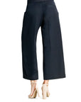 Woven Twill - Zip Closure Front Pocket Cropped Trouser - Black - Limited Sizes!