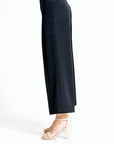 Woven Twill - Zip Closure Front Pocket Cropped Trouser - Black