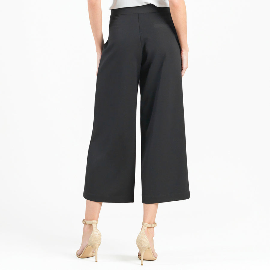 Woven Twill - Zip Closure Front Pocket Cropped Trouser - Black - Limited Sizes!