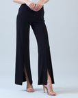 Kick Front High Slit Pant - Black