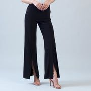 Kick Front High Slit Pant - Black
