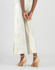 Foil Sheen - Side Slit Ankle Pant - Champagne