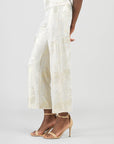 Foil Sheen - Side Slit Ankle Pant - Champagne