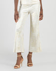Foil Sheen - Side Slit Ankle Pant - Champagne