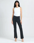 Ponte Knit - Kick Front Slit Pant - Black