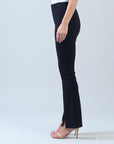 Ponte Knit - Kick Front Slit Pant - Black