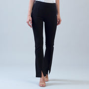 Ponte Knit - Kick Front Slit Pant - Black