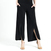 Front Slit Ankle Petal Pant - Black