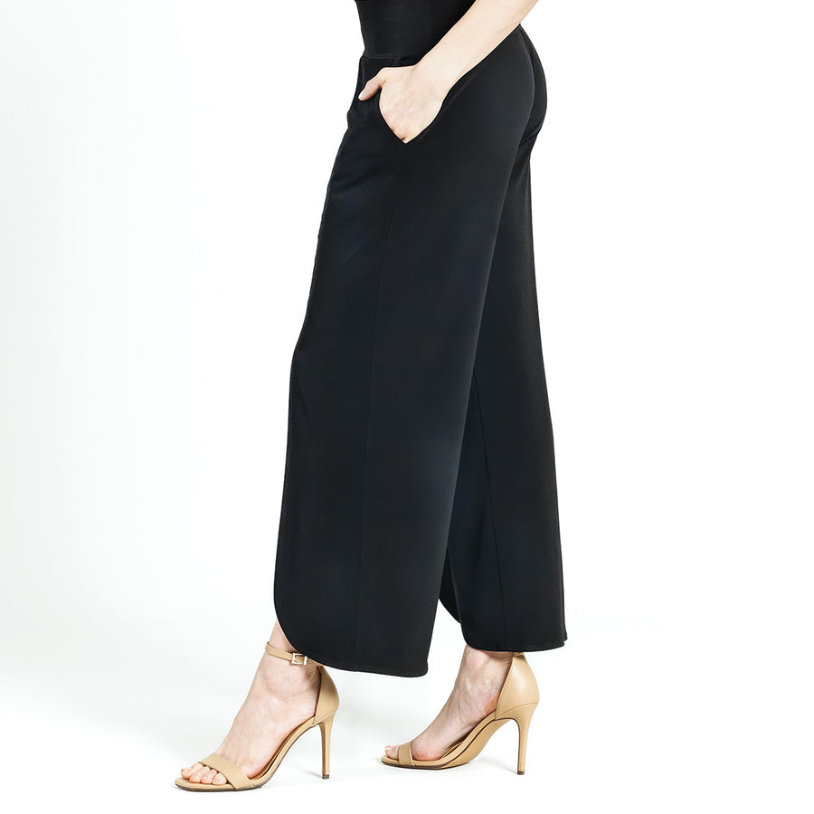 Front Slit Ankle Petal Pant - Black