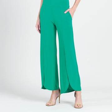 Front Slit Ankle Petal Pant - Emerald