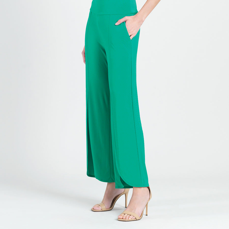 Front Slit Ankle Petal Pant - Emerald