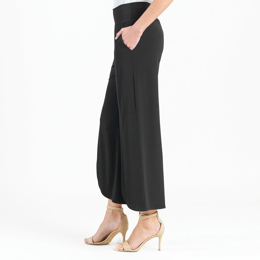 Front Slit Ankle Petal Pant - Black