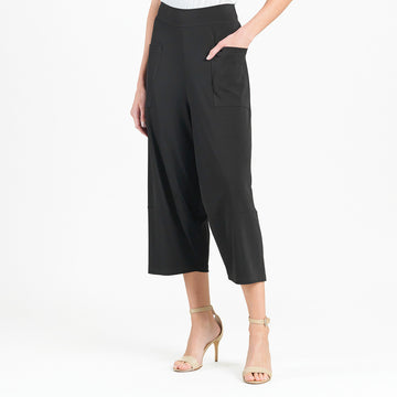 Front Seam Double Pocket Gaucho Pant - Black - Limited Sizes!