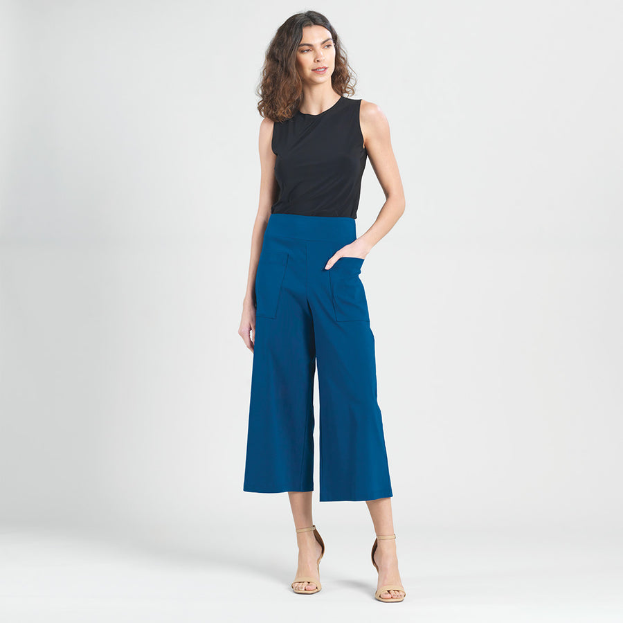 Techno Knit - Front Pocket Gaucho Pant - French Blue - Final Sale!