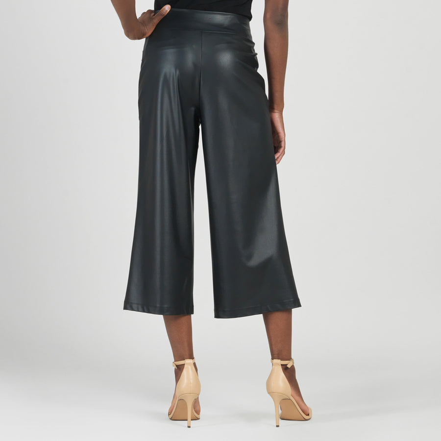 Liquid Leather™ - Sheen Front Pocket Gaucho Pant - Black