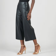 Liquid Leather™ - Sheen Front Pocket Gaucho Pant - Black