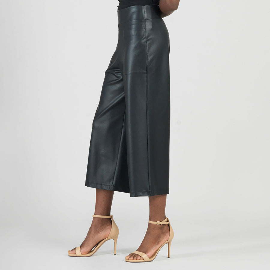 Liquid Leather™ - Sheen Front Pocket Gaucho Pant - Black