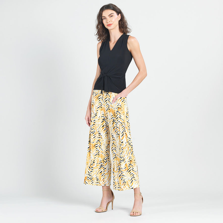 High Rise Scrunch Pocket Gaucho Pant - Wild Leaves