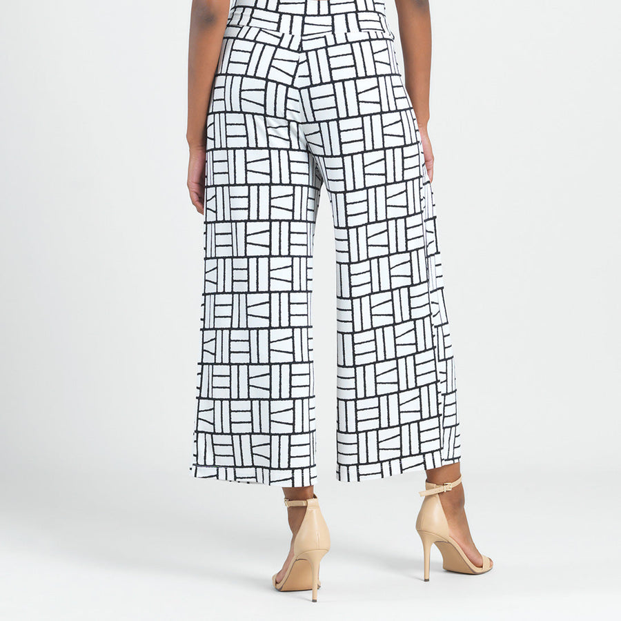 High Rise Scrunch Pocket Gaucho Pant - Geo Rectangle