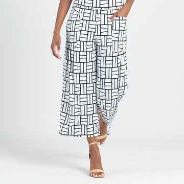 High Rise Scrunch Pocket Gaucho Pant - Geo Rectangle