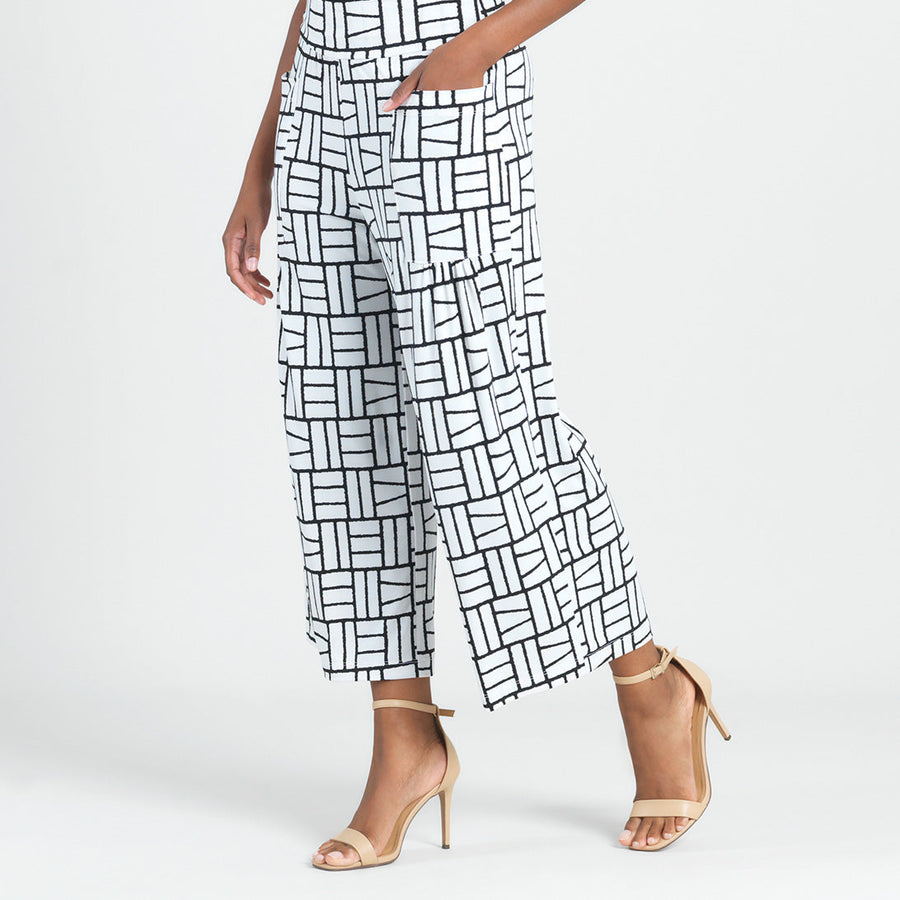 High Rise Scrunch Pocket Gaucho Pant - Geo Rectangle