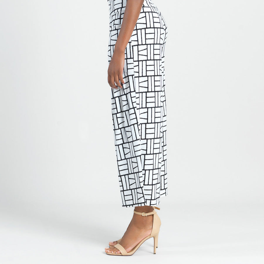 High Rise Scrunch Pocket Gaucho Pant - Geo Rectangle