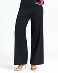 Woven Twill - Zip Closure Wide Leg Pocket Trouser - Black