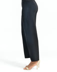 Woven Twill - Zip Closure Wide Leg Pocket Trouser - Black