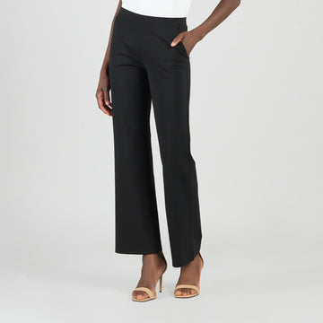 Rayon-Ponte Knit - Loose Leg Pocket Pant - Black