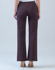 Rayon-Ponte Knit - Loose Leg Pocket Pant - Brown