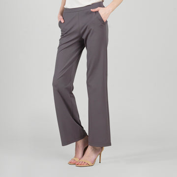 Rayon-Ponte Knit - Loose Leg Pocket Pant - Mocha