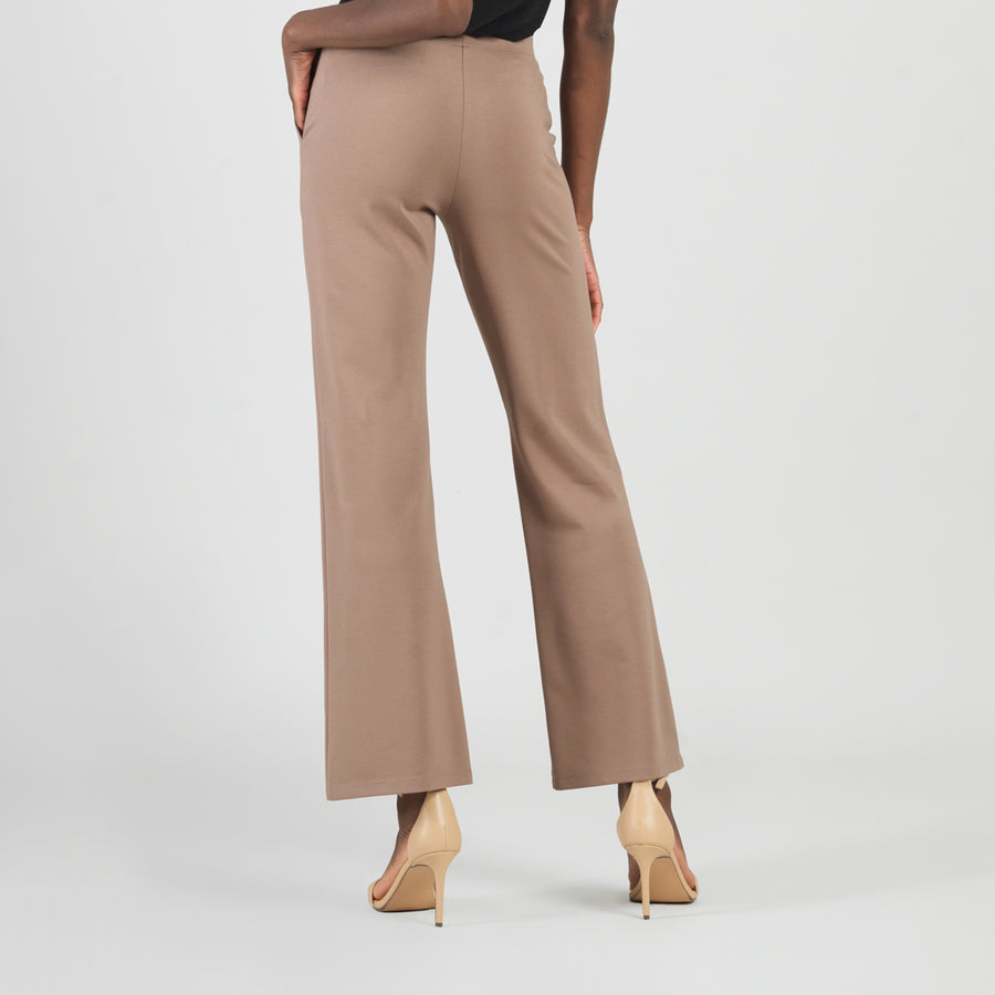Rayon-Ponte Knit - Loose Leg Pocket Pant - Taupe