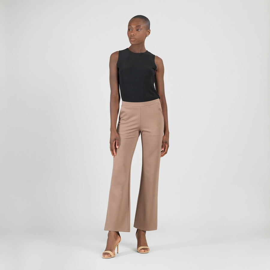 Rayon-Ponte Knit - Loose Leg Pocket Pant - Taupe