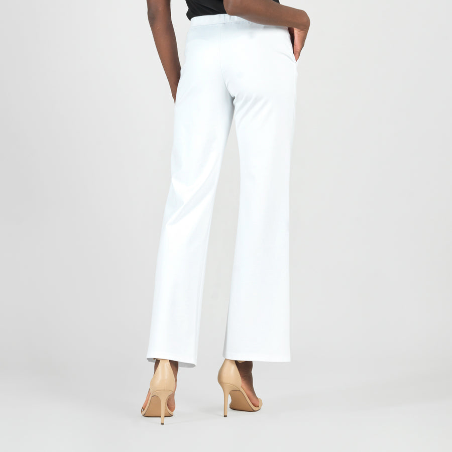 Rayon-Ponte Knit - Loose Leg Pocket Pant - White