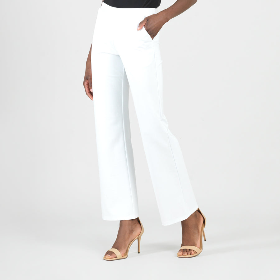 Rayon-Ponte Knit - Loose Leg Pocket Pant - White