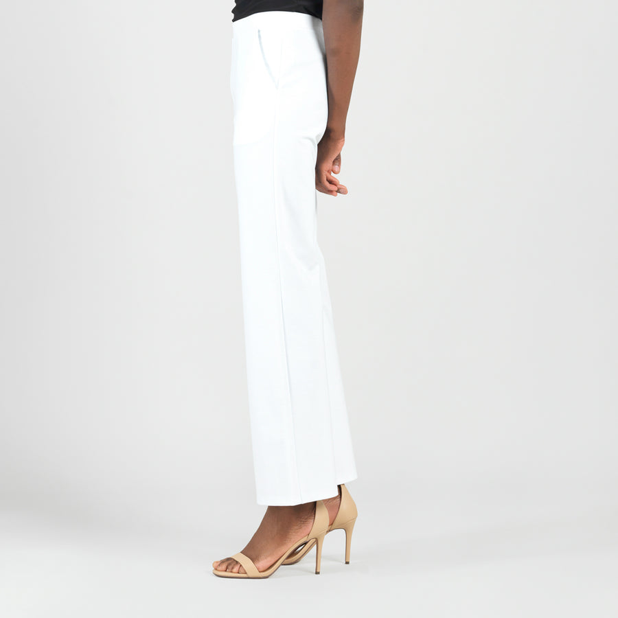Rayon-Ponte Knit - Loose Leg Pocket Pant - White