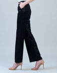 Velvet Shimmer - Loose Leg Pocket Pant - Black