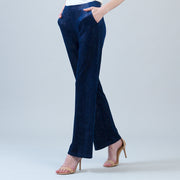 Velvet Shimmer - Loose Leg Pocket Pant - Navy