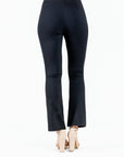 Liquid Leather™ Ponte - Two-Tone Flared Pocket Pant - Black - Final Sale!