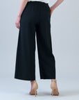 Soft Cotton - Pleated Wide Leg Ankle Pant - Black - Limited Sizes