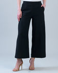 Soft Cotton - Pleated Wide Leg Ankle Pant - Black - Limited Sizes