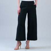 Soft Cotton - Pleated Wide Leg Ankle Pant - Black - Limited Sizes
