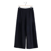 Soft Cotton - Pleated Wide Leg Ankle Pant - Black - Clara Sunwoo