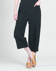 Linen Knit - Front Pocket Low Drop Cropped Pant - Black